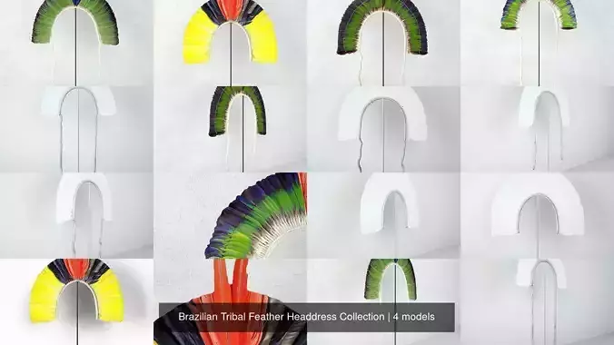 Brazilian Tribal Feather Headdress Collection 