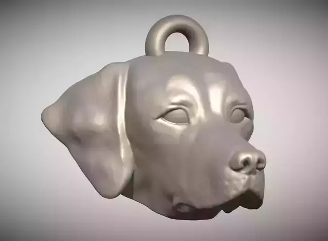Pointer dog head key ring for 3D printing 3D print model
