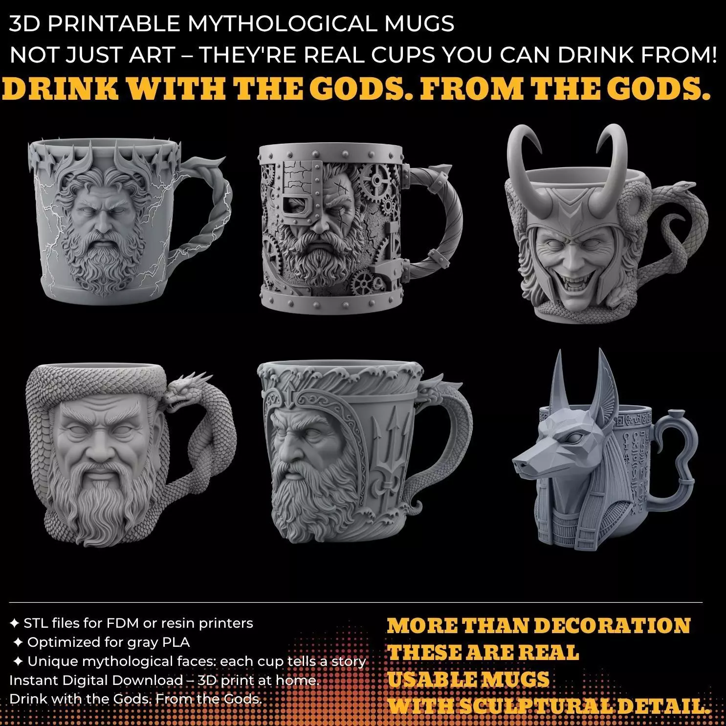 Mythology and Fantasy Mug Collection 3D print model