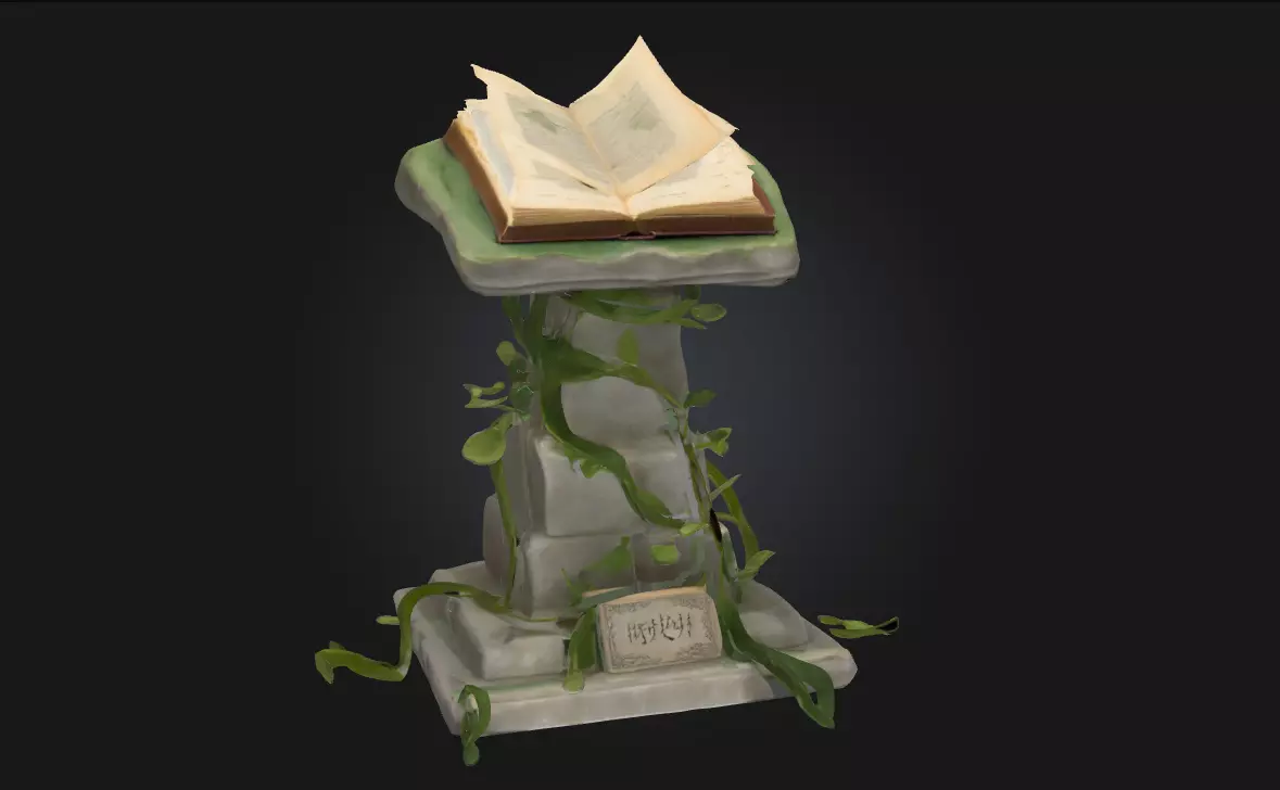 Ancient Spellbook on Pedestal Keeper of Forgotten Magic 3D model
