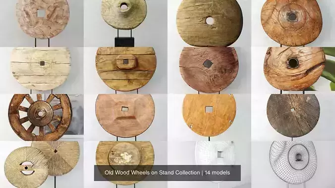 Old Wood Wheels on Stand Collection