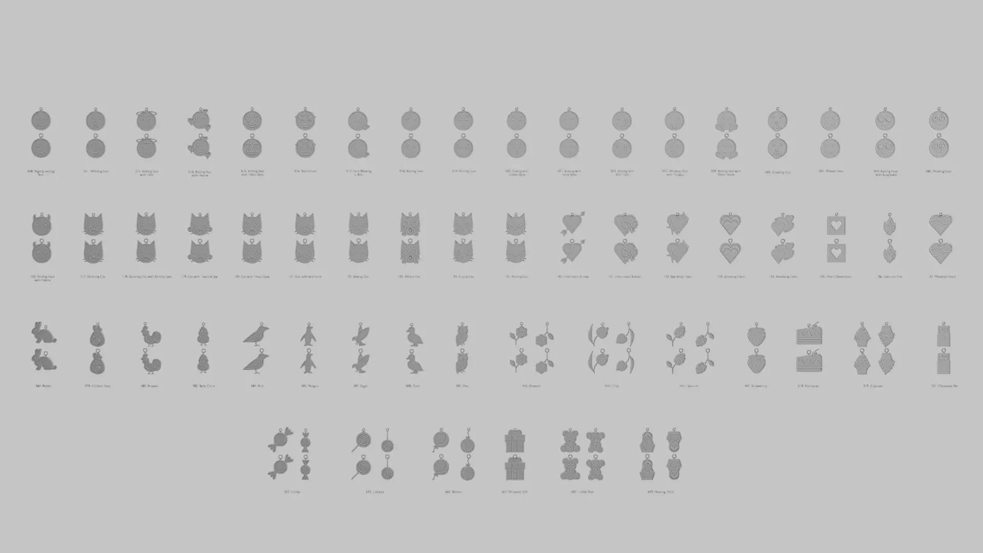 Kawaii Style Mega Pendant Collection STL 3D print model_0