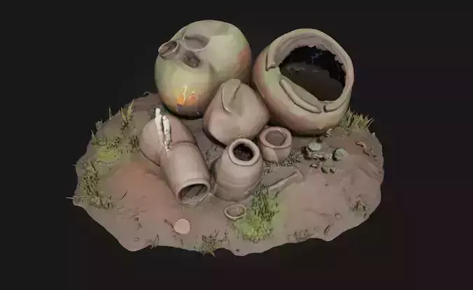 Ancient Vessels Still Life  Timeless Artifacts of Antiquity 3D model