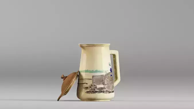 001634 Vintage Ceramic Jug with Lid 3dp 3D print model