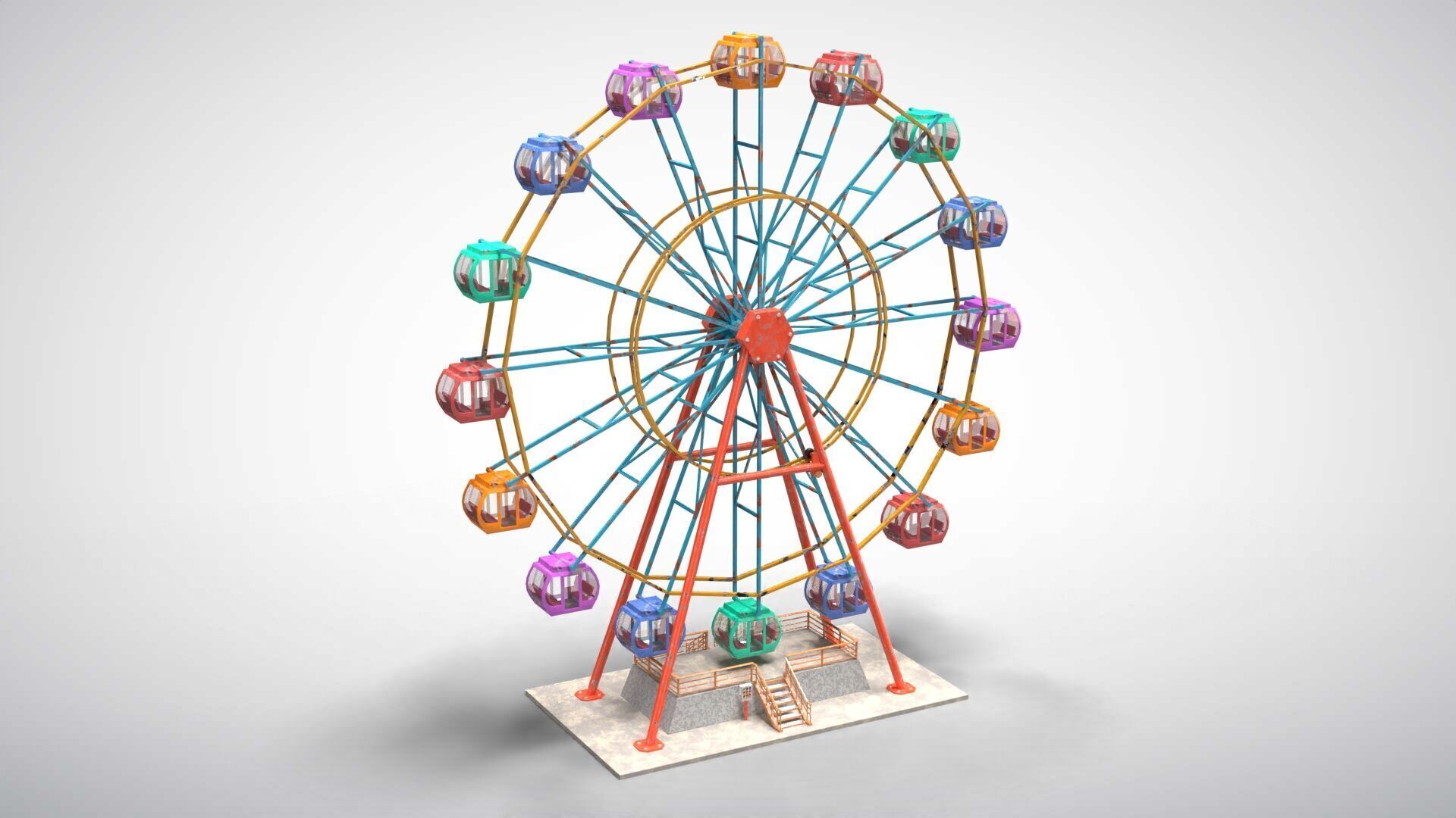 Ferris Wheel Low-poly 3D model_2