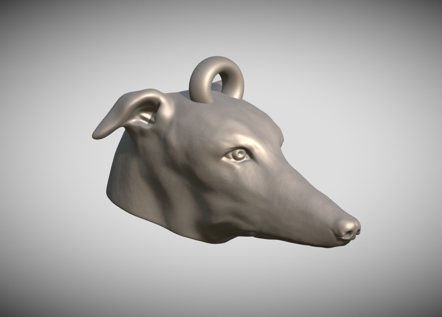 Greyhound dog head key ring for 3D printing 3D print model_6