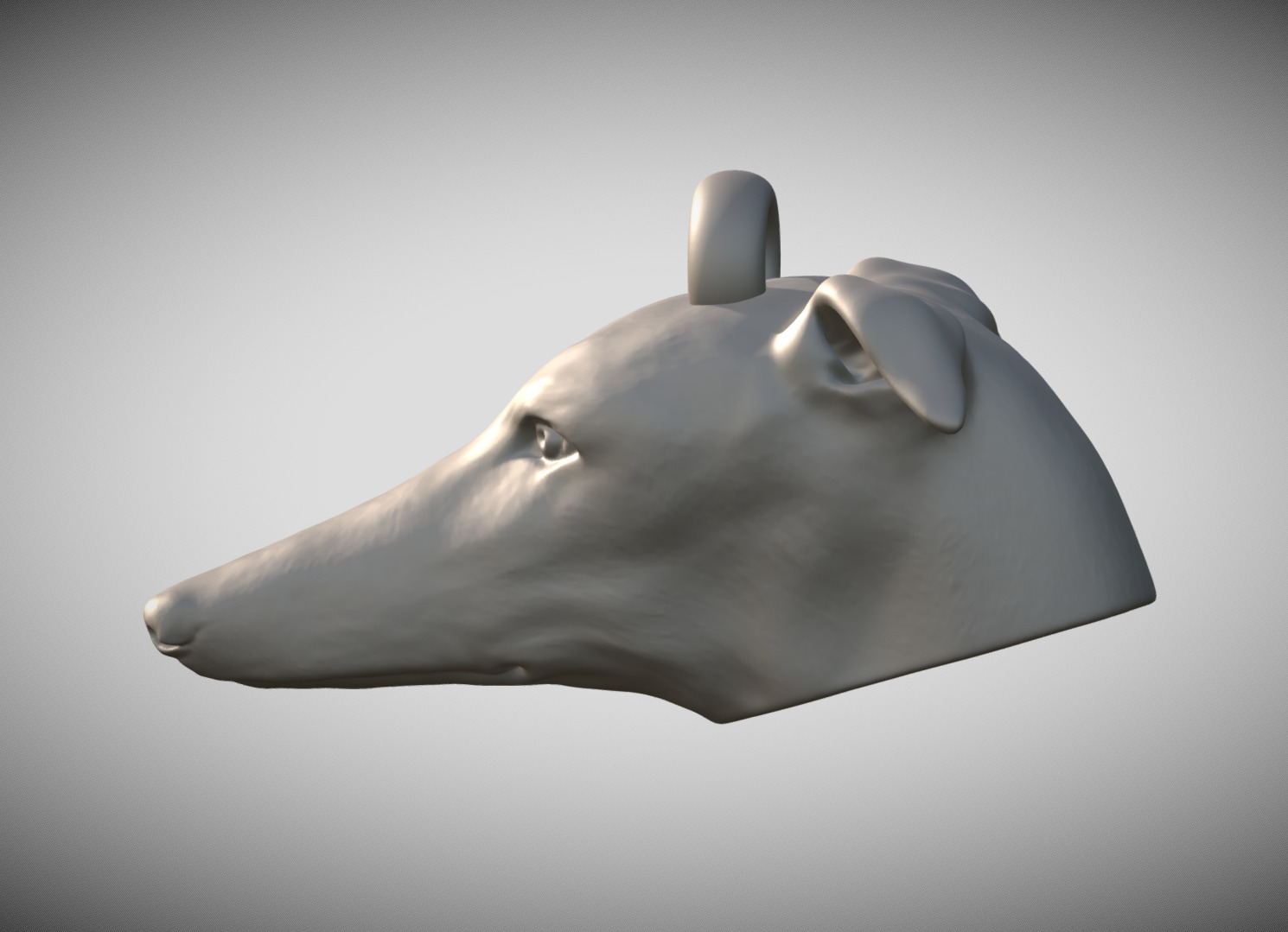 Greyhound dog head key ring for 3D printing 3D print model_2
