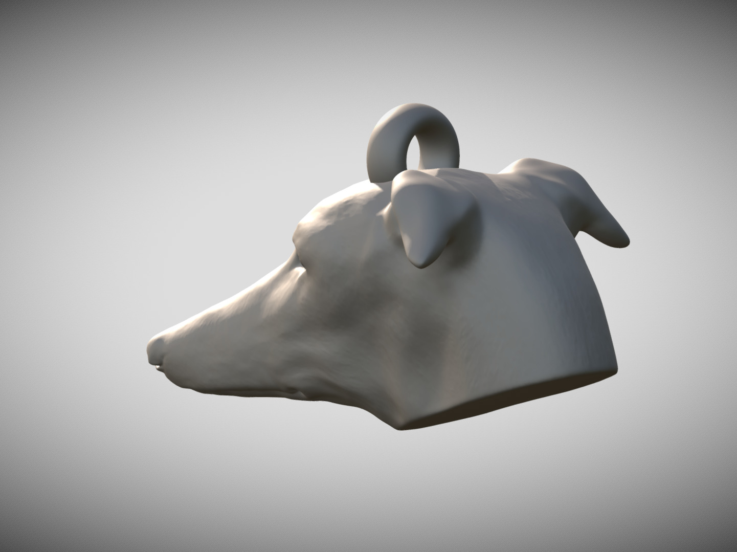 Greyhound dog head key ring for 3D printing 3D print model_3