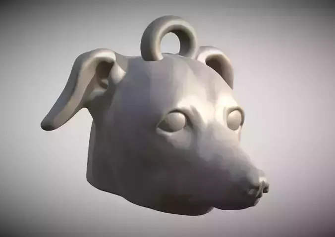Puppy of Greyhound head key ring for 3D printing