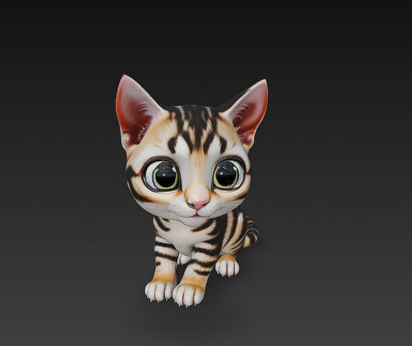 Cat Kitten Realistic 3D Model Basic - Low Poly Realistic Low-poly 3D model