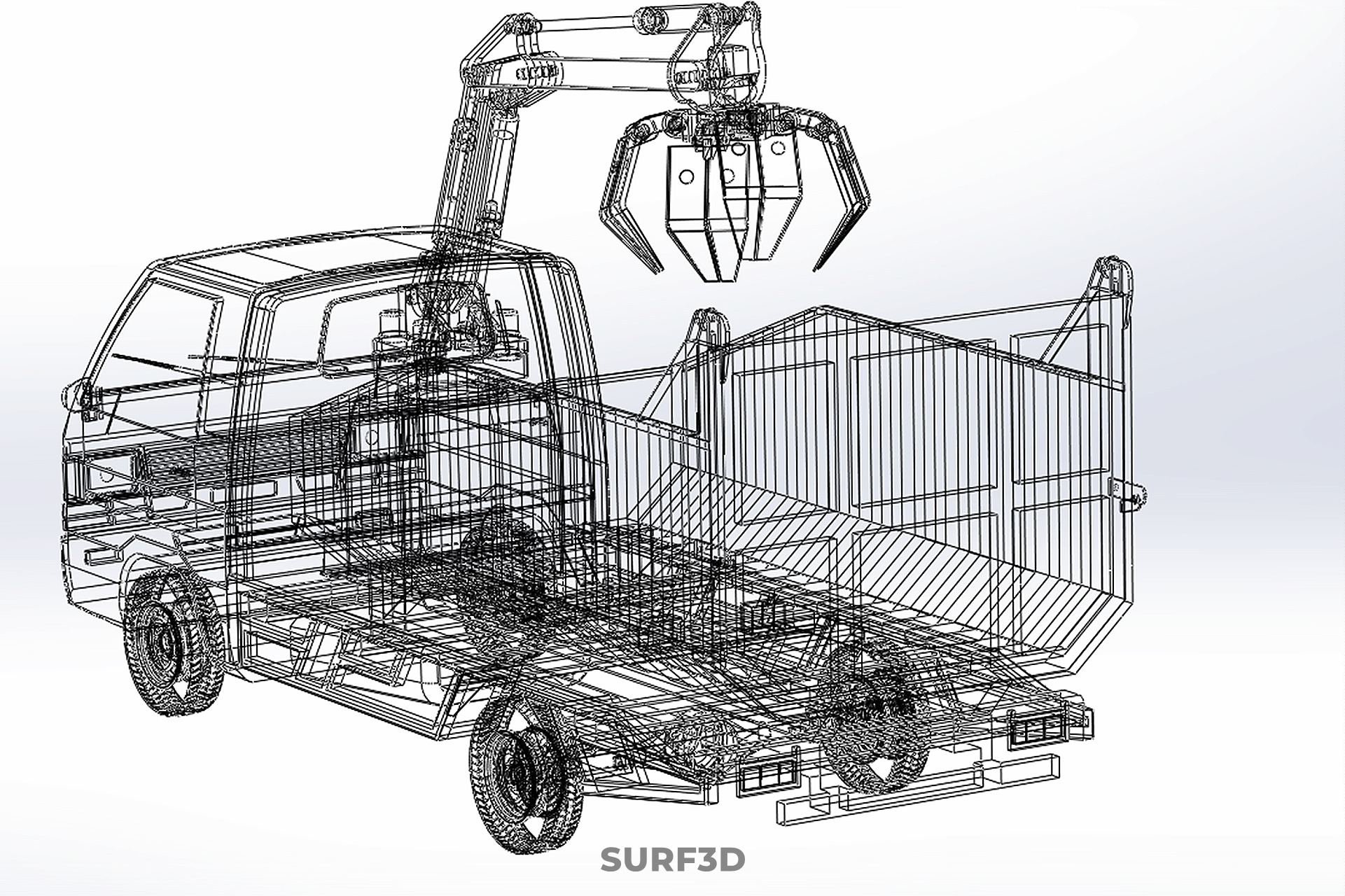 FFB FRESH FRUIT BUNCH PALM OIL GRABBER CRANE GRAPPLE CLAW TRUCK 3D model_30