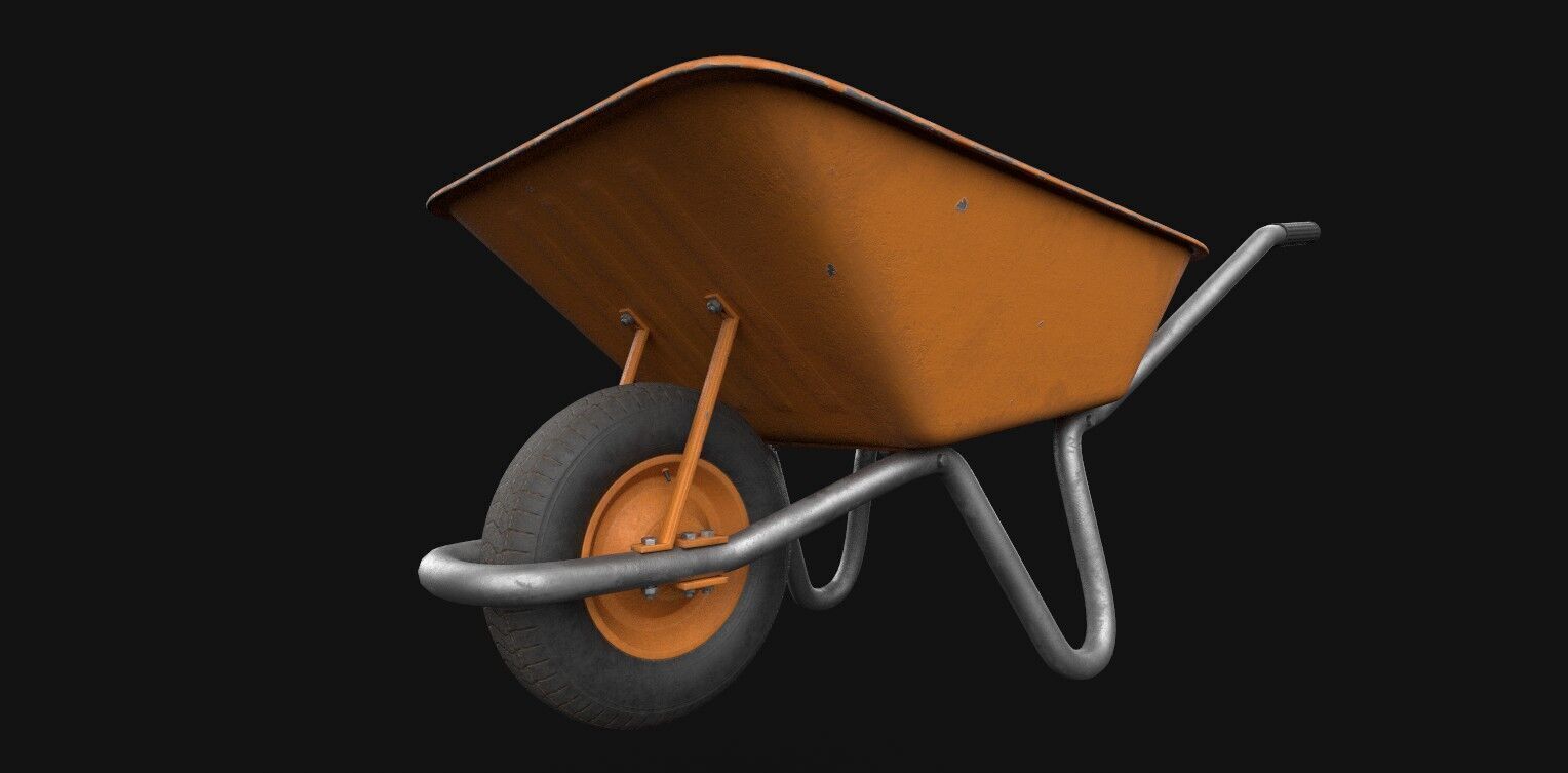 Wheelbarrow Low-poly 3D model_4