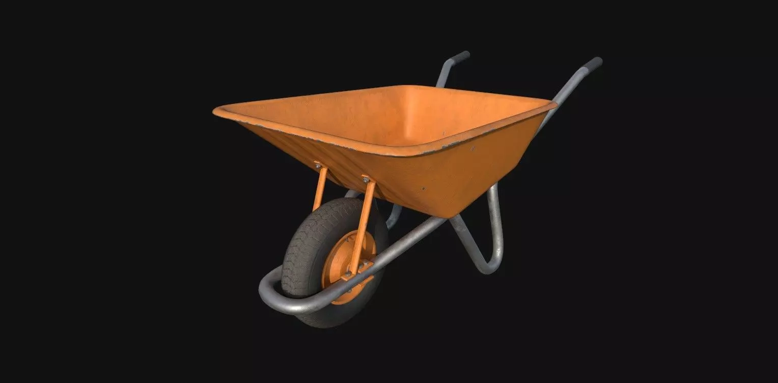 Wheelbarrow Low-poly 3D model_0