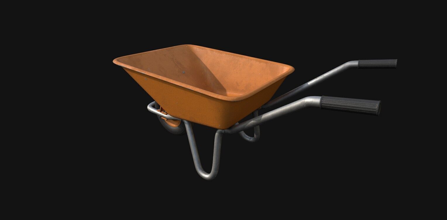 Wheelbarrow Low-poly 3D model_3