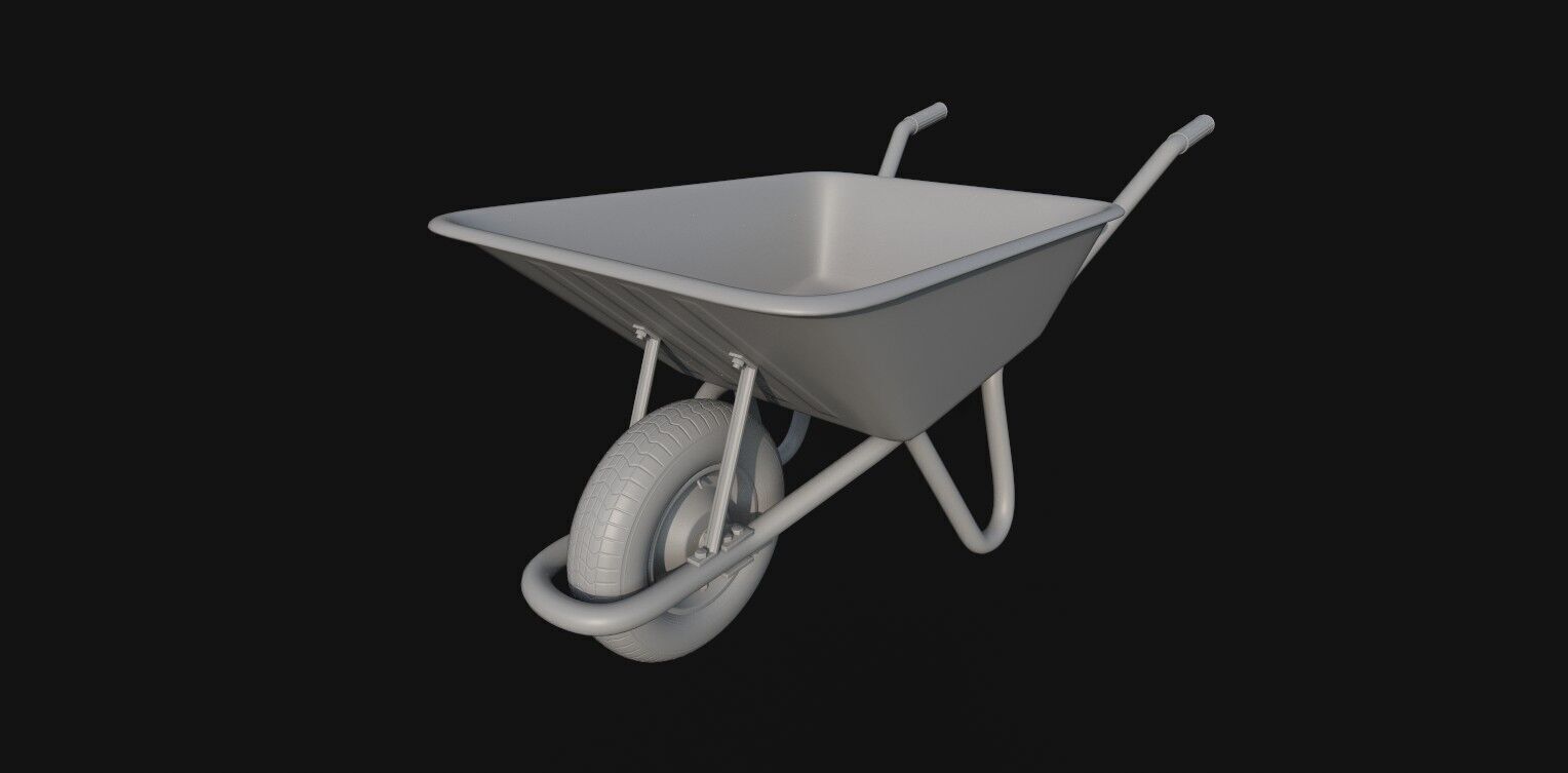 Wheelbarrow Low-poly 3D model_1