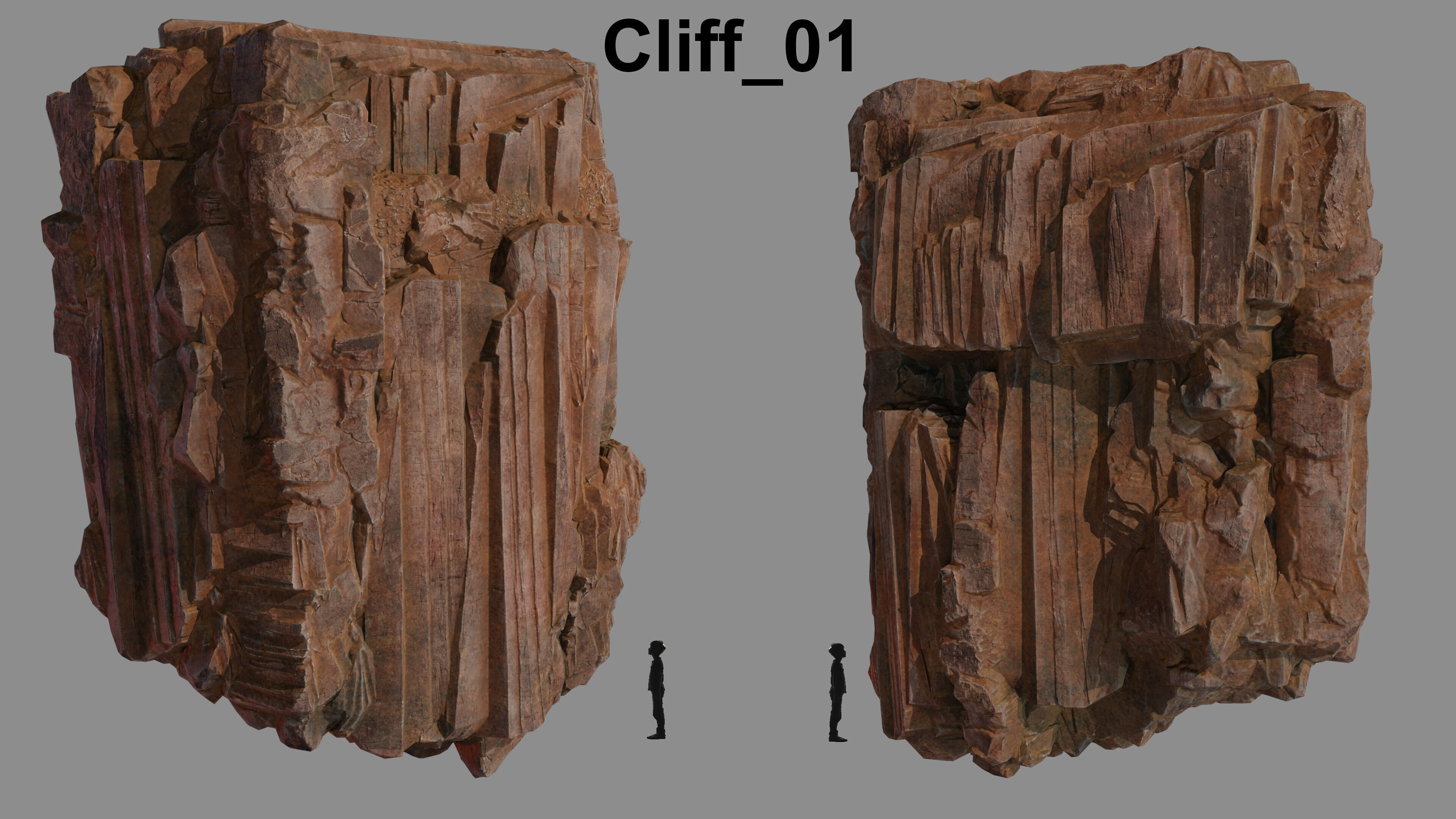 cliff set Low-poly 3D model_3