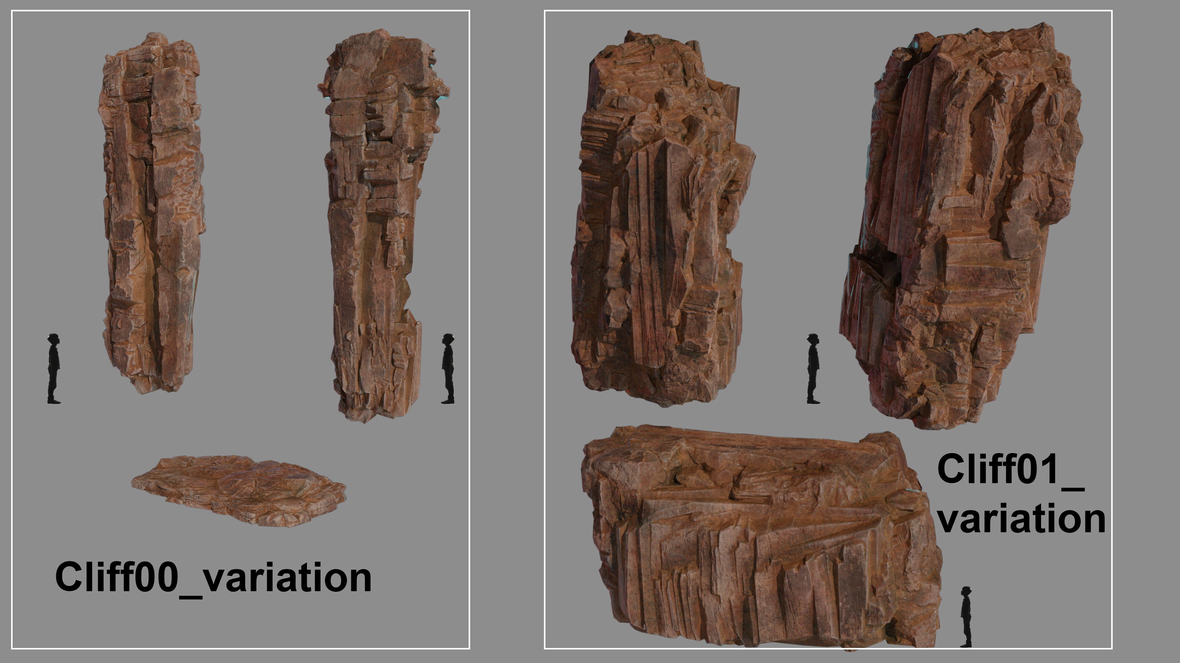 cliff set Low-poly 3D model_7