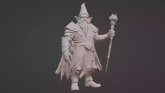 3D Printable Armored Gnome Mage with Astral Weapon  3D print model