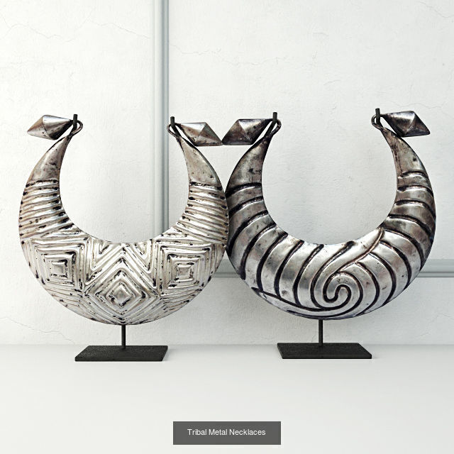 Vintage Tribal Metal Necklaces on Stand Collection _3
