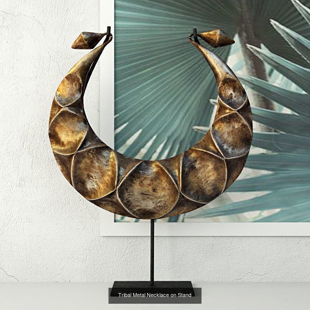 Vintage Tribal Metal Necklaces on Stand Collection _2