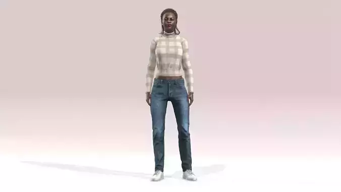 Cute Black African 3D Woman Model 3D model