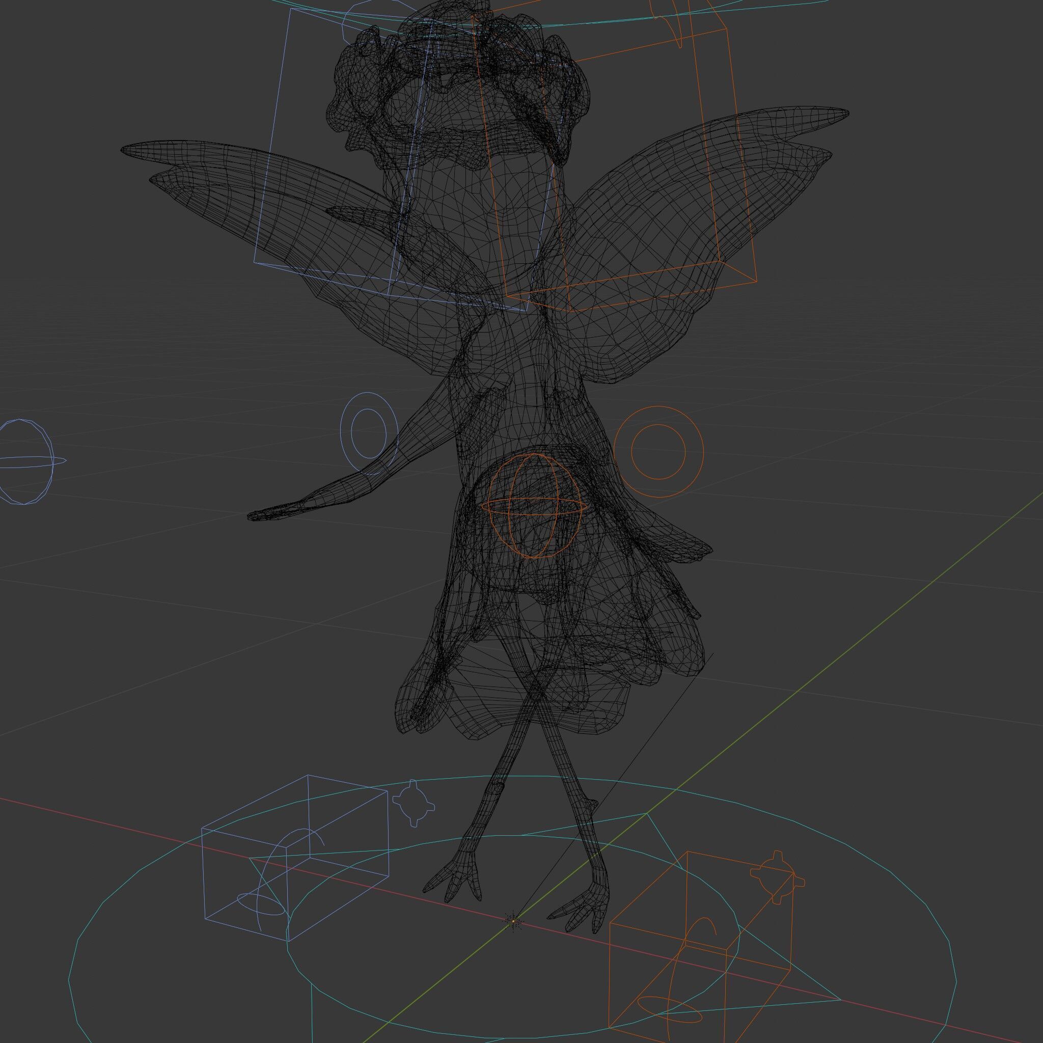 Flower Fairy Bird with Wings and Pink Dress D Model Low-poly 3D model_38