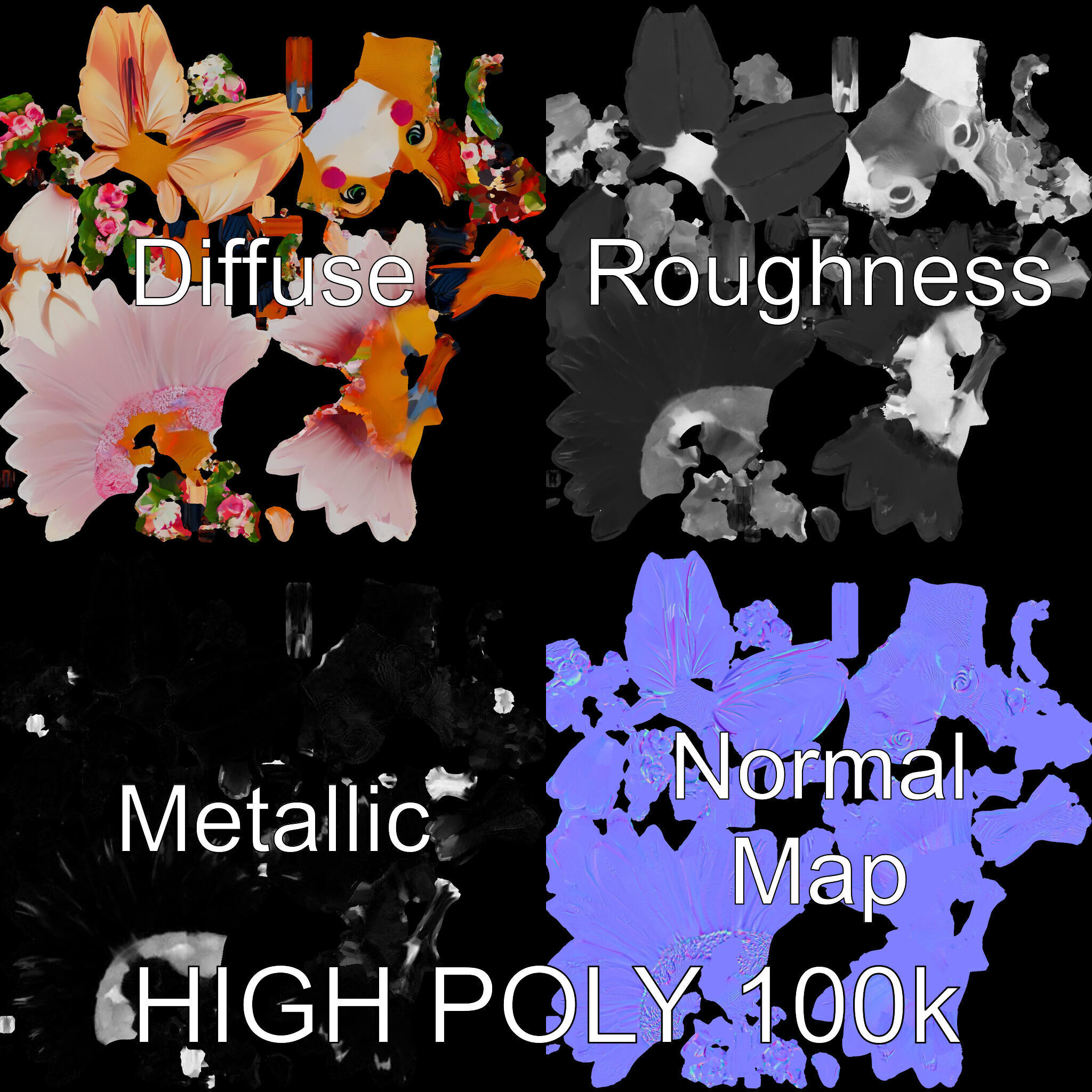 Flower Fairy Bird with Wings and Pink Dress D Model Low-poly 3D model_4