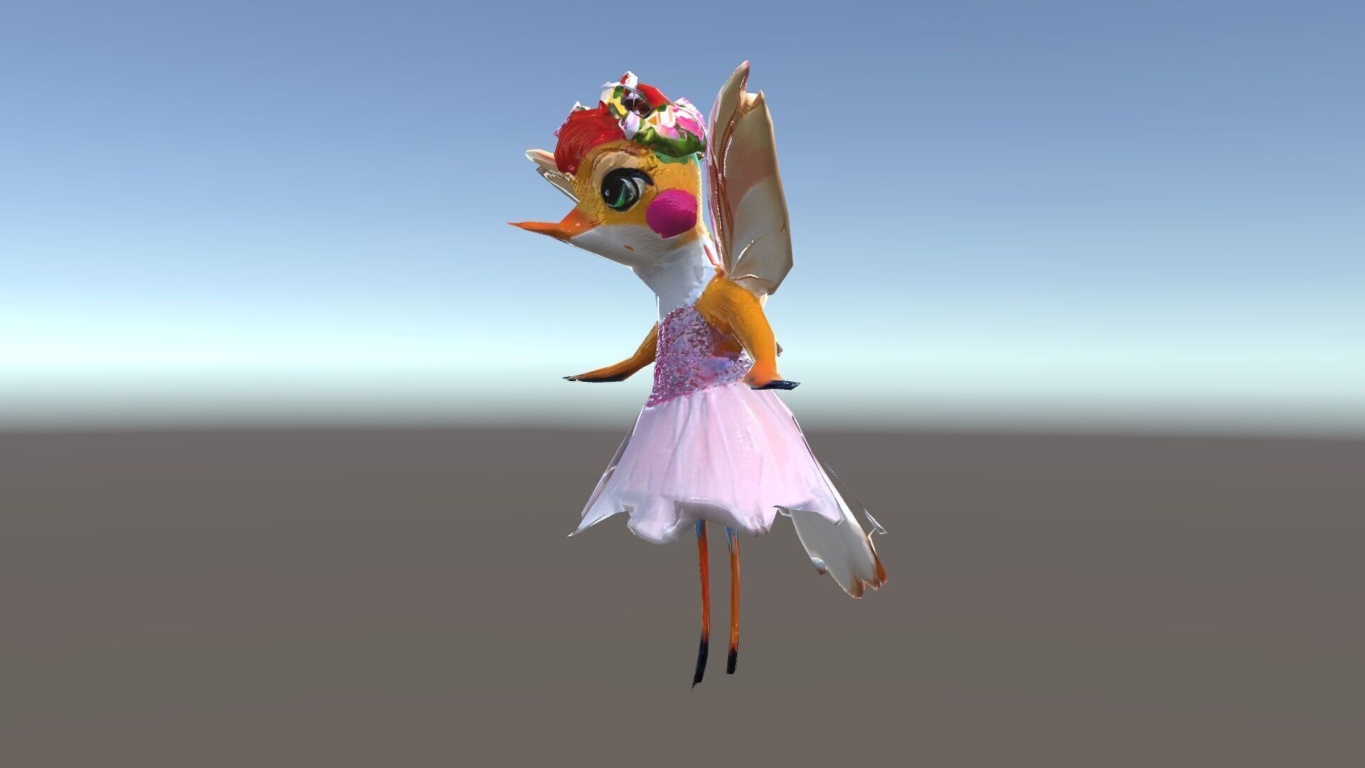 Flower Fairy Bird with Wings and Pink Dress D Model Low-poly 3D model_24