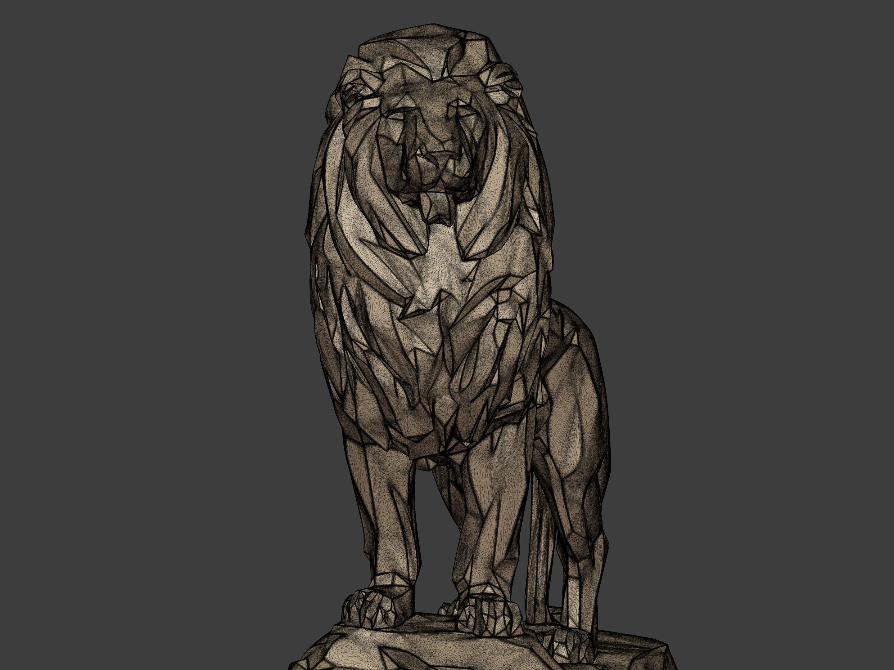 Abstract Lion Statue - Figurine  -- Modern - Contemporary Art 3D print model_6