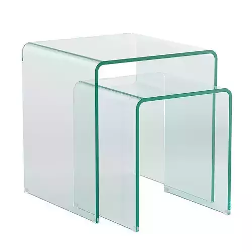 Set of two tempered glass sofa tables Joan