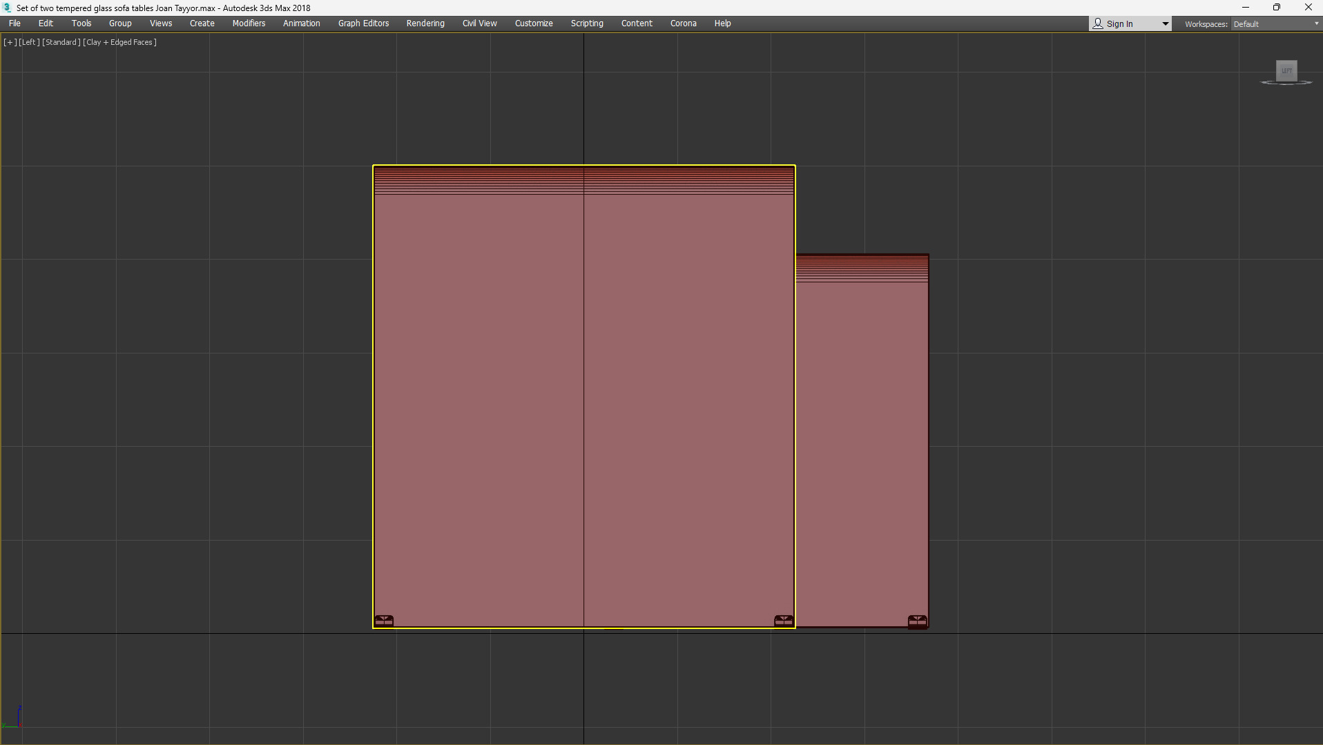 Set of two tempered glass sofa tables Joan Low-poly 3D model_4