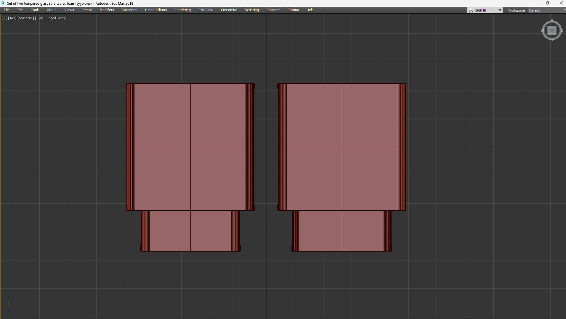 Set of two tempered glass sofa tables Joan Low-poly 3D model_5