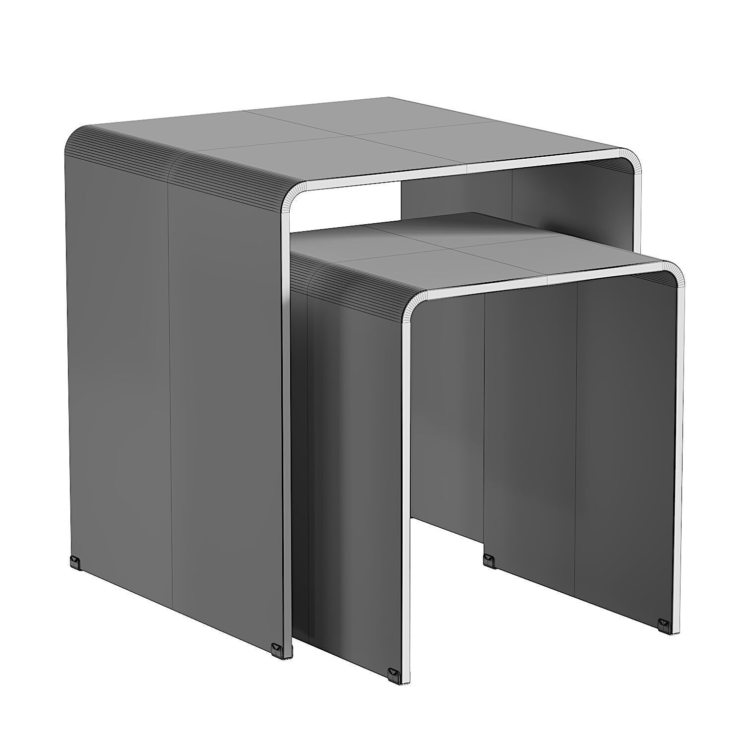 Set of two tempered glass sofa tables Joan Low-poly 3D model_3