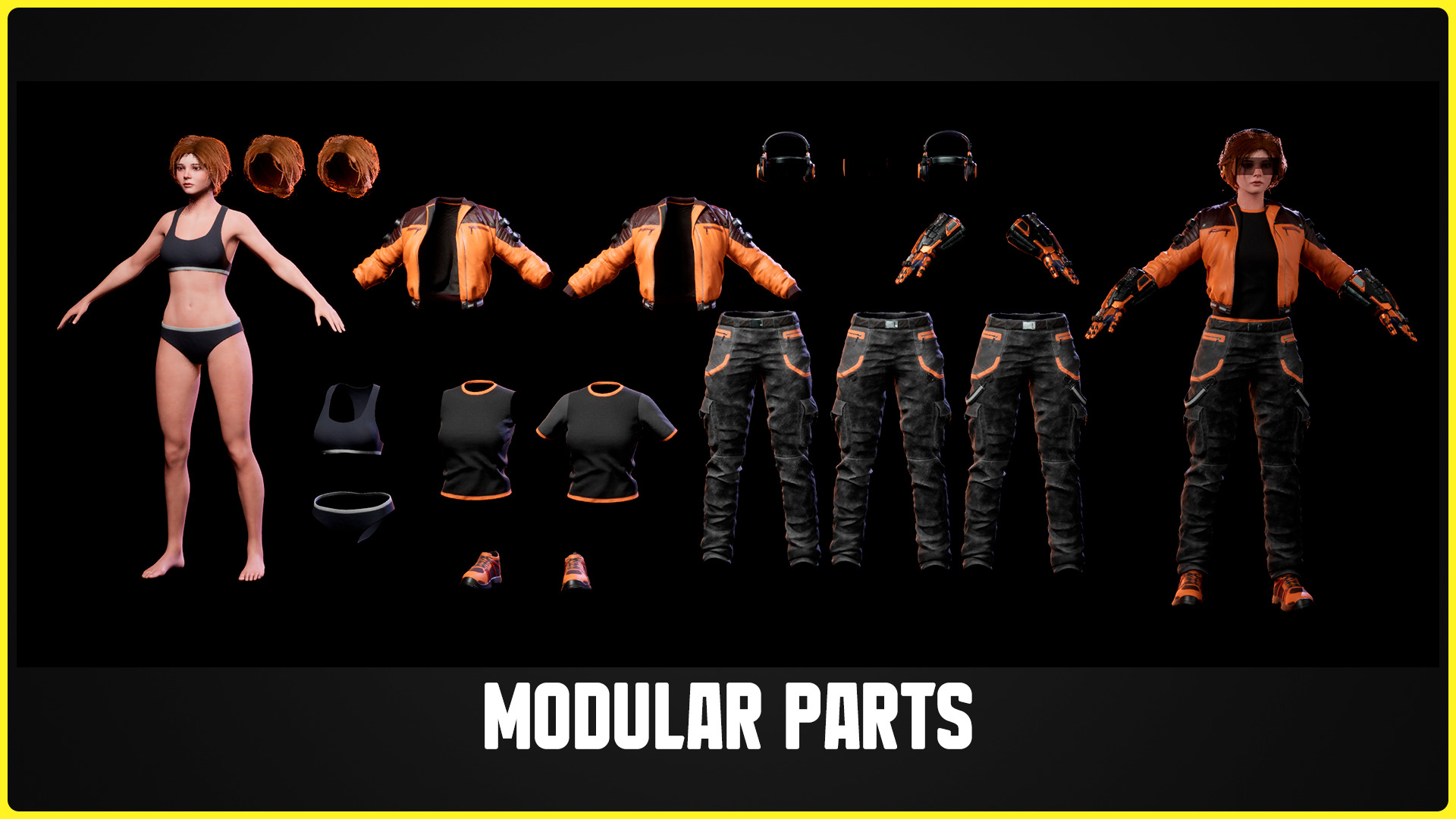 Modular Sci-fi Characters 04 Low-poly 3D model_14