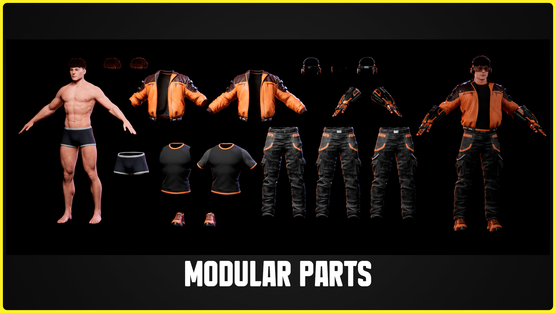 Modular Sci-fi Characters 04 Low-poly 3D model_13