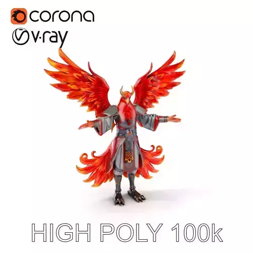 Phoenix Guardian D Model  Majestic Firebird Warrior
