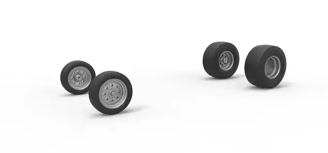 Wheel set of Vintage Front engine dragster V5 Scale 1 to 25