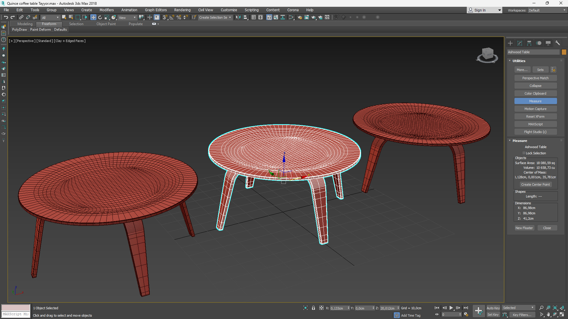 Quince Coffee Table Low-poly 3D model_6