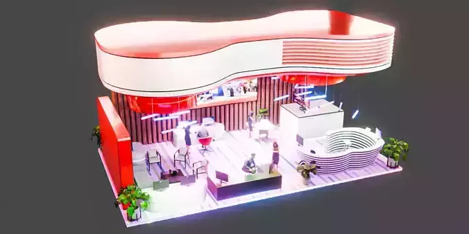 Modern Futuristic Trade Show Booth Design Blender 3D Model