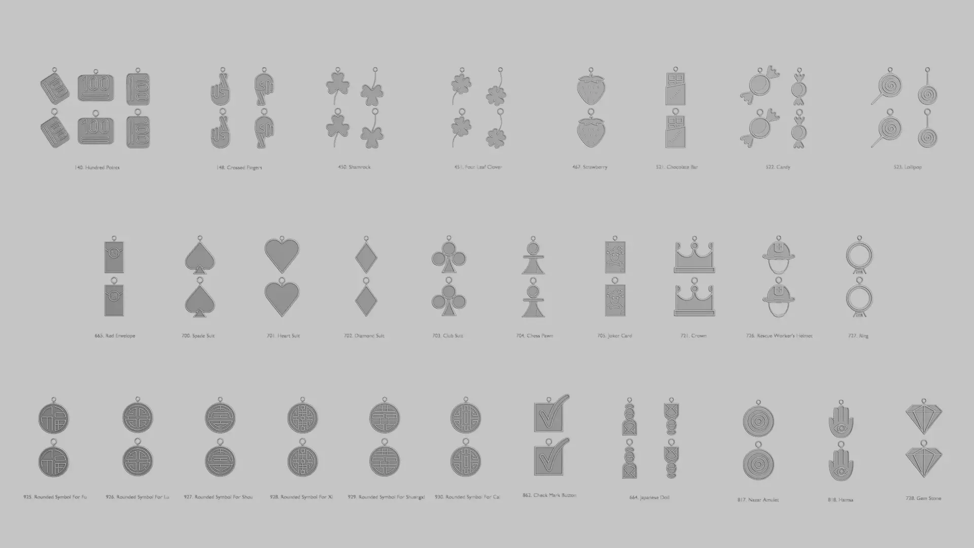 Lucky Charms Pendant Collection STL 3D print model_0