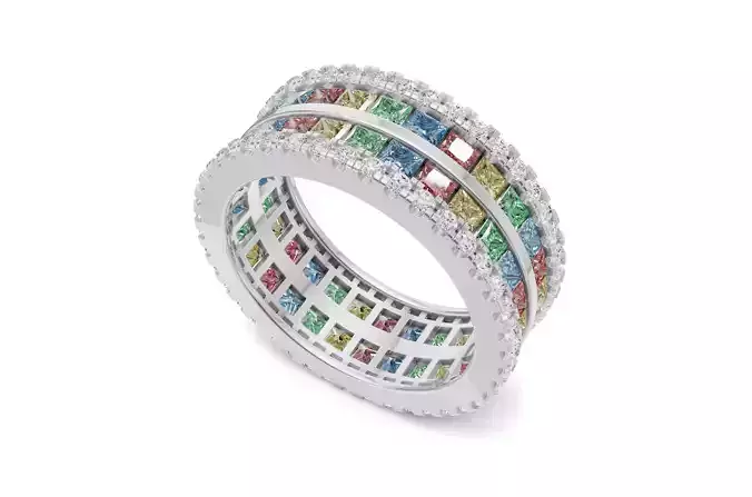Rainbow Stone Eternity Band 