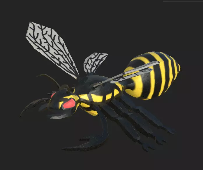 Mutated Wasp Low-poly 3D model_0