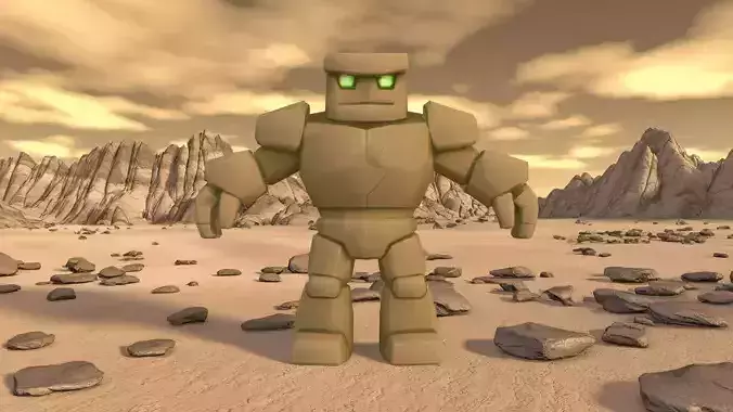 Cartoon Golem Character T-pose