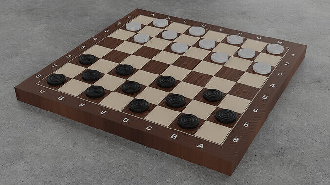 Realistic Checkers Board Free low-poly 3D model