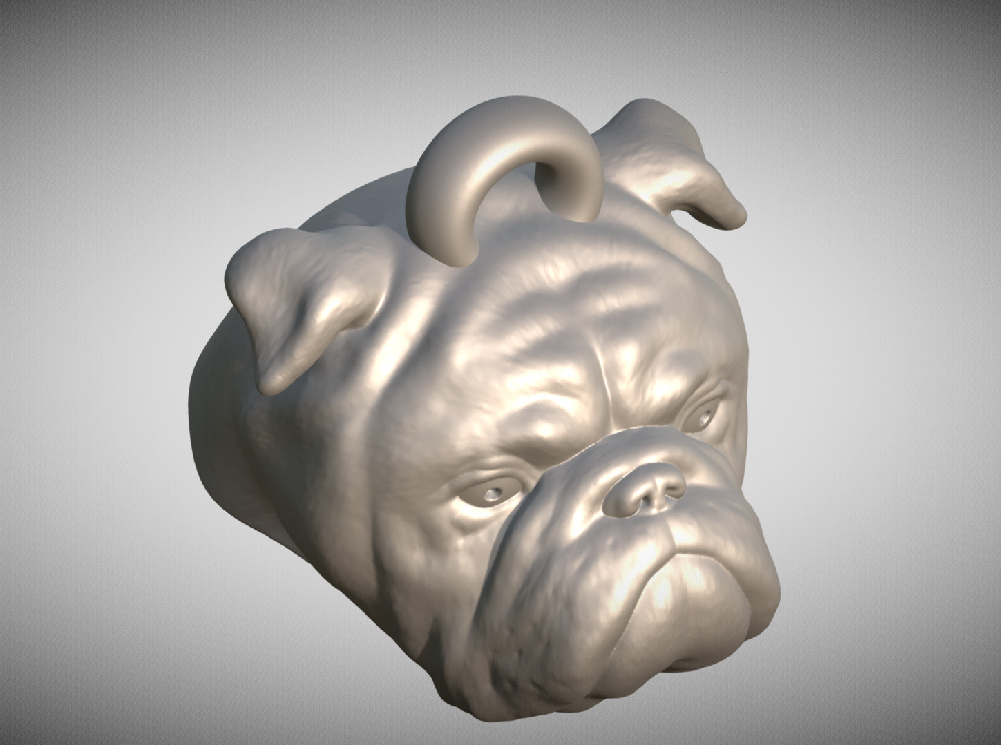 English Bulldog dog head key ring for 3D printing 3D print model_9