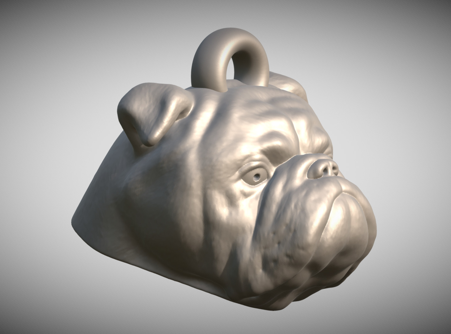 English Bulldog dog head key ring for 3D printing 3D print model_7
