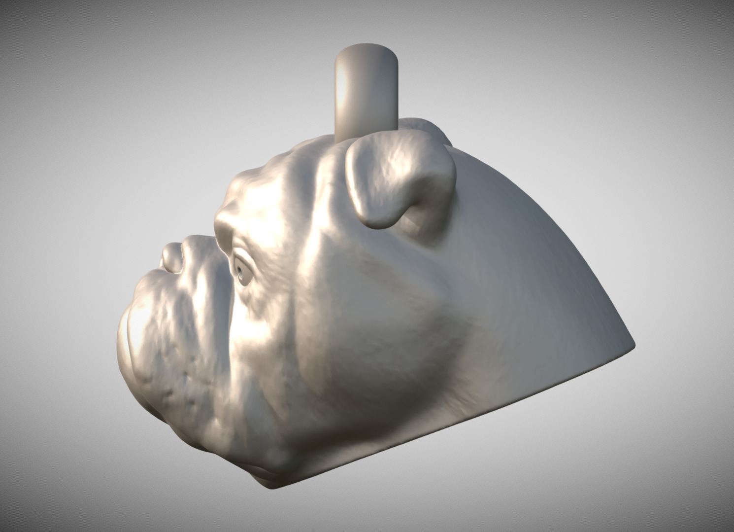 English Bulldog dog head key ring for 3D printing 3D print model_3