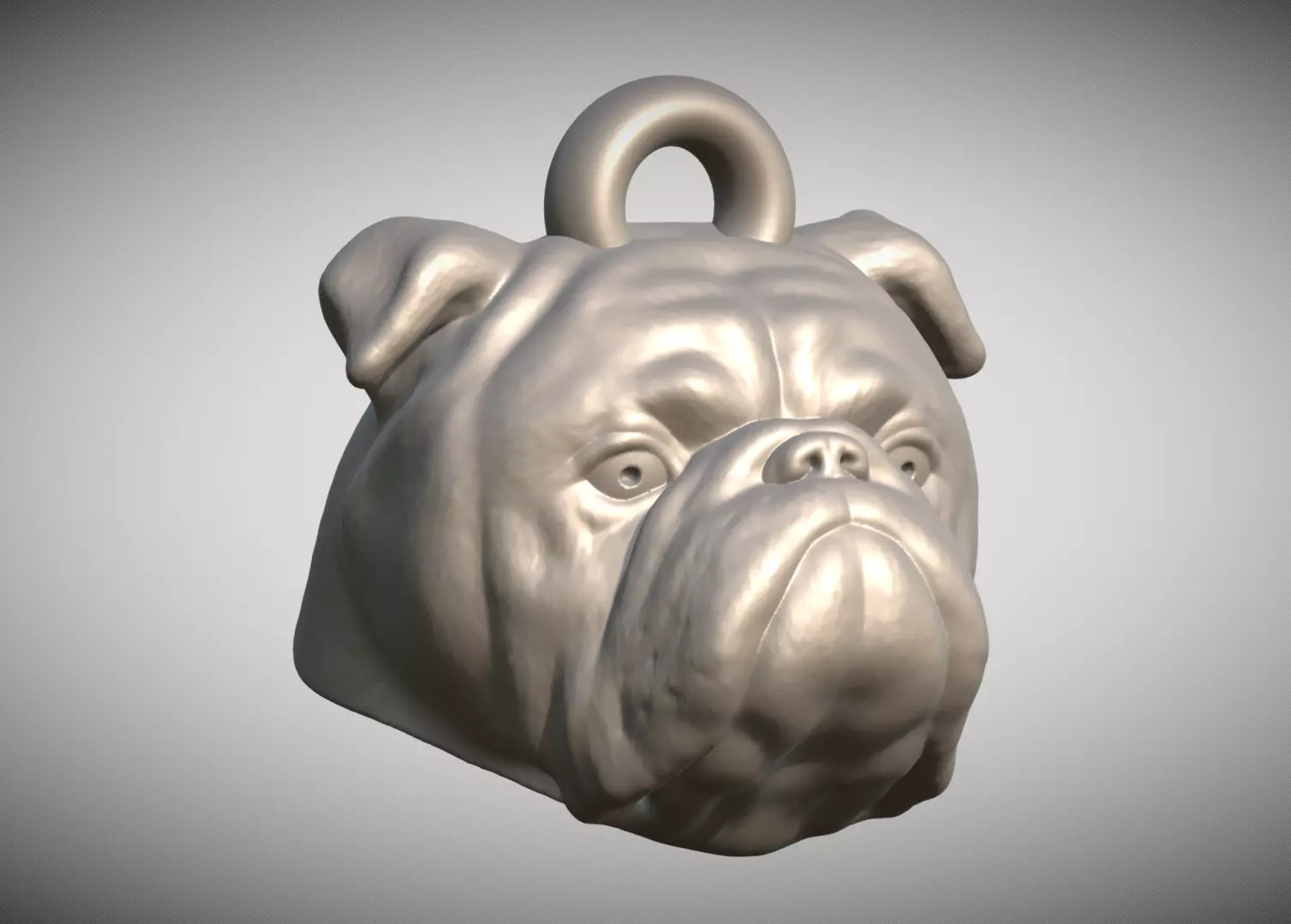 English Bulldog dog head key ring for 3D printing 3D print model_0