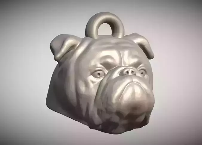 English Bulldog dog head key ring for 3D printing 3D print model