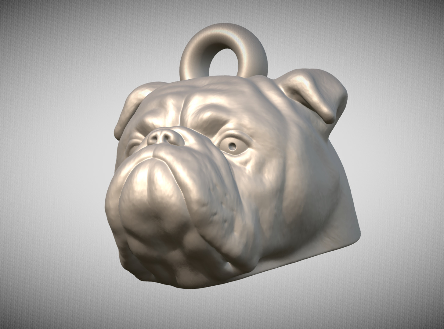 English Bulldog dog head key ring for 3D printing 3D print model_12